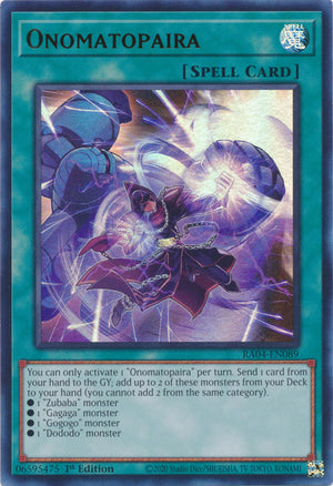 Yugioh -	Onomatopaira *Select Rarity* RA04-EN089 (NM)