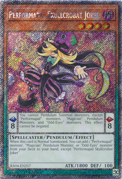 Yugioh - Performapal Skullcrobat Joker *Platinum Secret Rare* RA04-EN257 (NM)