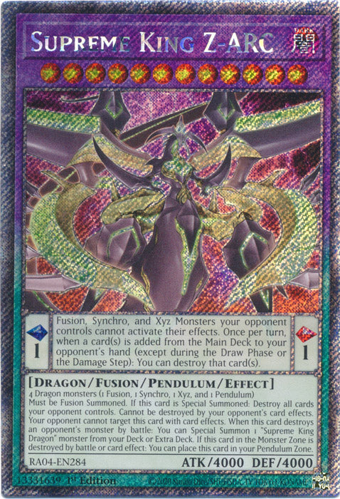 Yugioh - Supreme King Z-ARC *Platinum Secret Rare* RA04-EN284 (NM)