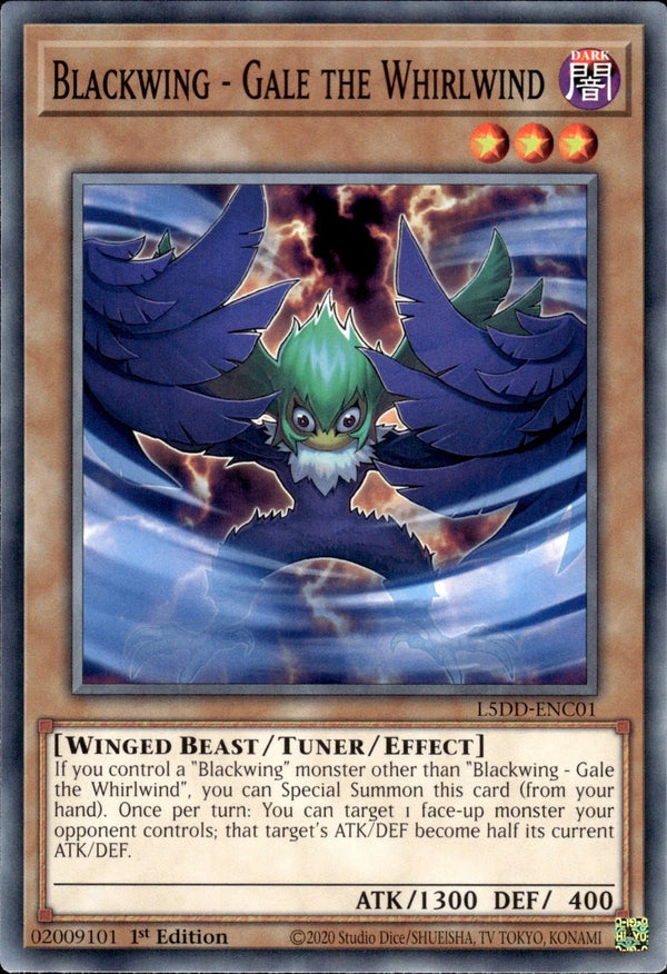Yugioh - Blackwing - Gale the Whirlwind *Common* L5DD-ENC01 (NM)