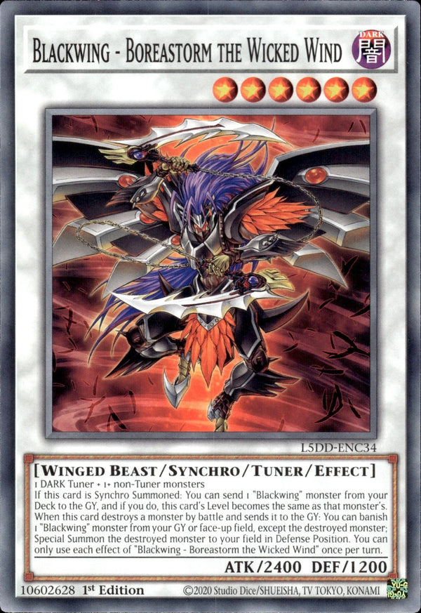 Yugioh - Blackwing - Boreastorm The Wicked Wind *Common* L5DD-ENC34 (NM)