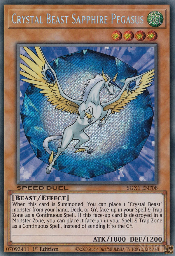 Yugioh - Crystal Beast Sapphire Pegasus *Secret Rare* SGX1-ENF08 (NM)