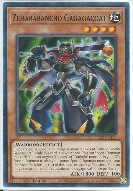 Yugioh - Zubababancho Gagagacoat *Common* LDS3-EN125 (NM/M)